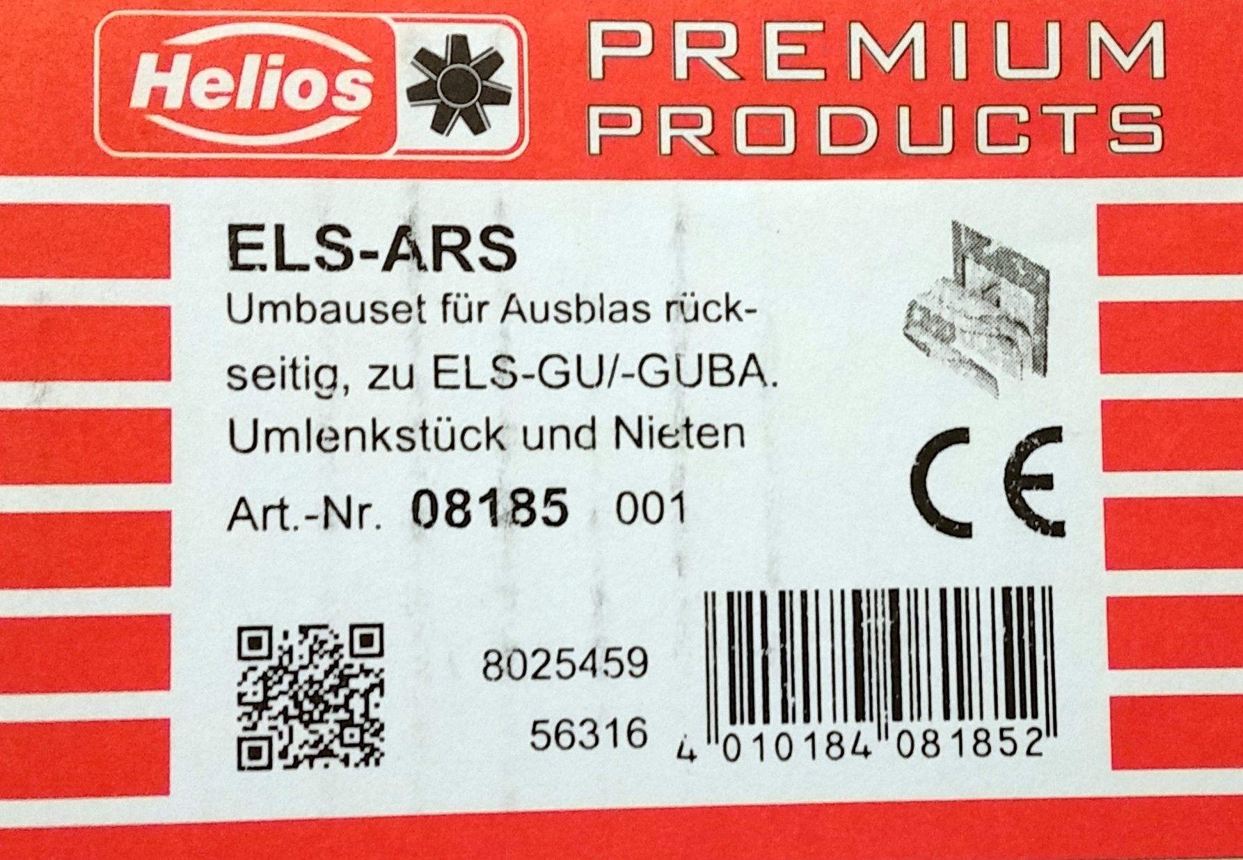 Helios ELS-ARS Adaption kit for discharge to the rear 8185 08185