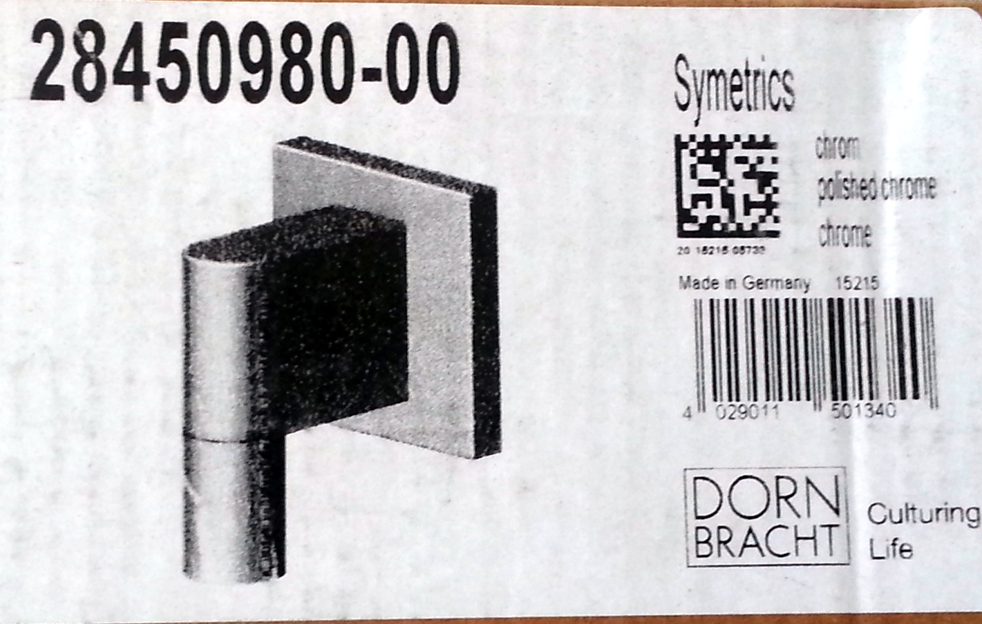 Dornbracht Coude mural - Chrome 28450980-00 1x en stock